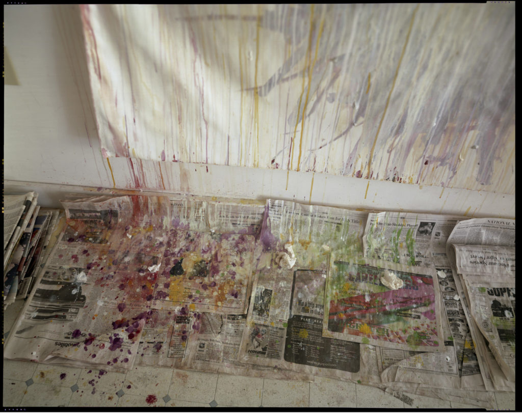 Sally Mann, Remembered Light, Untitled (Drips and Newspaper), 1999 Inkjet print 8 x 10 inches (20.3 x 25.4 cm) Edition of 3 © Sally Mann. Courtesy Gagosian Gallery.