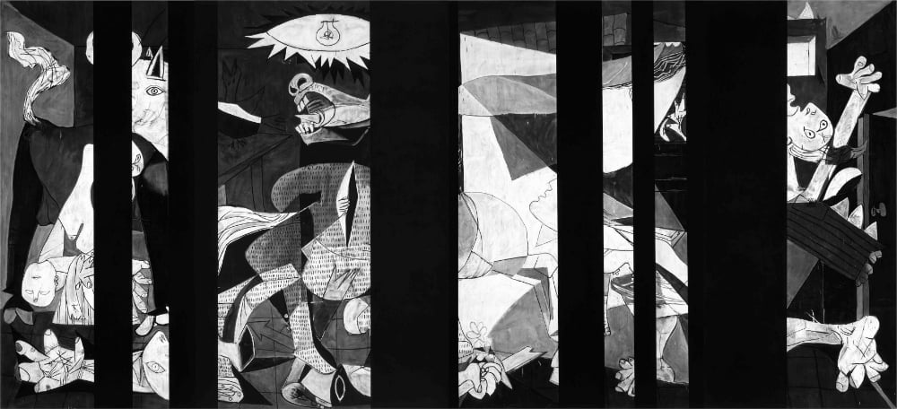 Robert Longo <i>Guernica Redacted After Picasso´s Guernica</i>(1937).Photo copyright Robert Longo courtesy Cahiers d´Art Paris
