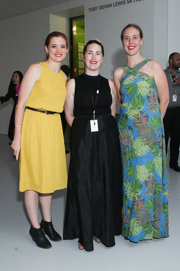 Kaitlyn Ellison, Alex Darby, and Linnea Nellanver at the New Museum Celebrates Public Beta: NEW INC End-of-Year Showcase 2016. Courtesy of BFA.