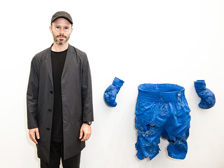 Daniel Arsham at the opening of "Circa 2345” at Galerie Perrotin. Courtesy of Noa Griffel/BFA.