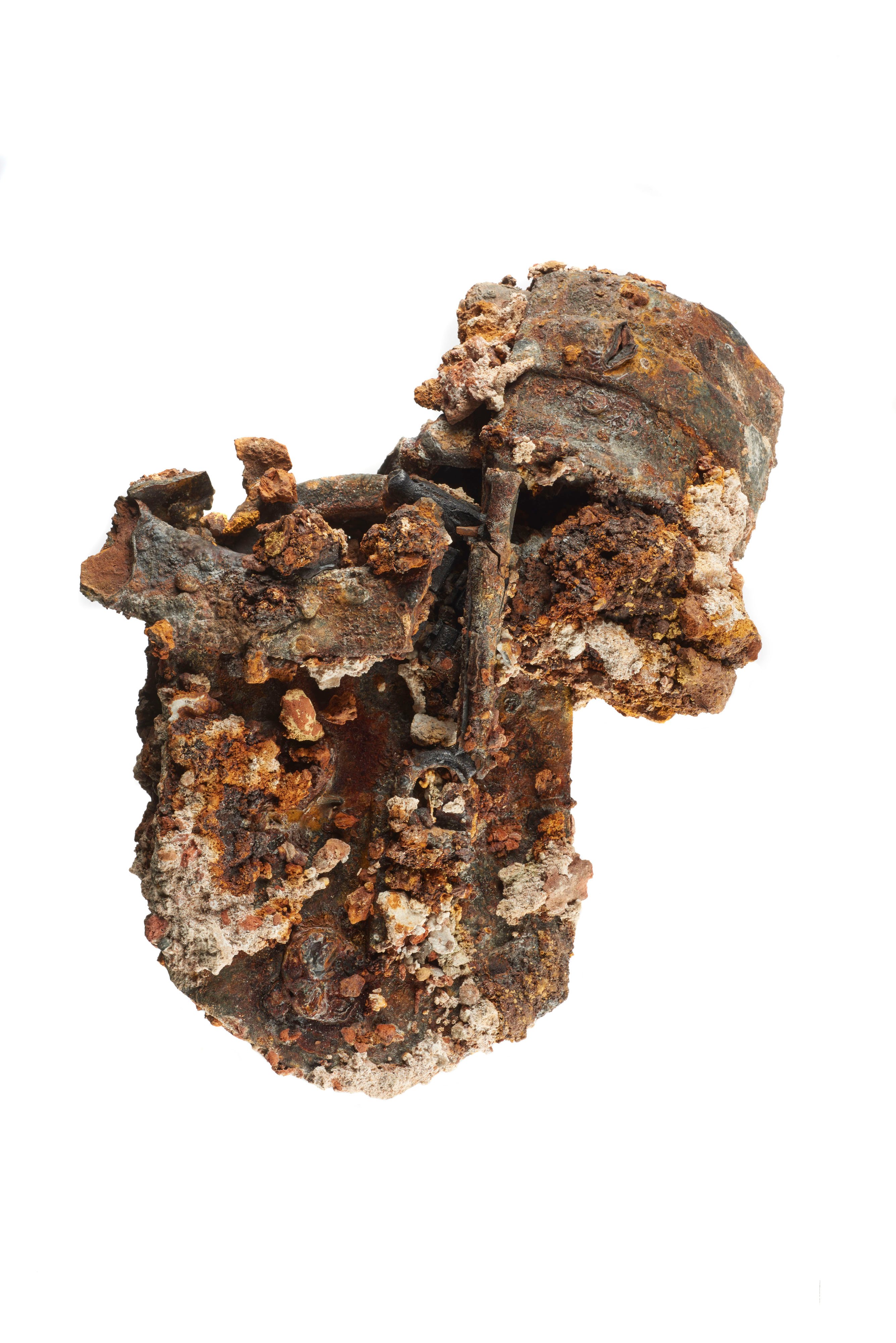 2 iron padlocks and 1 key melted together in a lump during the Great Fire of 1666. museum of London id BPL95[119] This image may be used free of charge for the purpose of promoting or reviewing the Museum of London exhibition ‘Fire! Fire!’ 2016-2017. All other uses must be cleared with the Museum of London picture library.