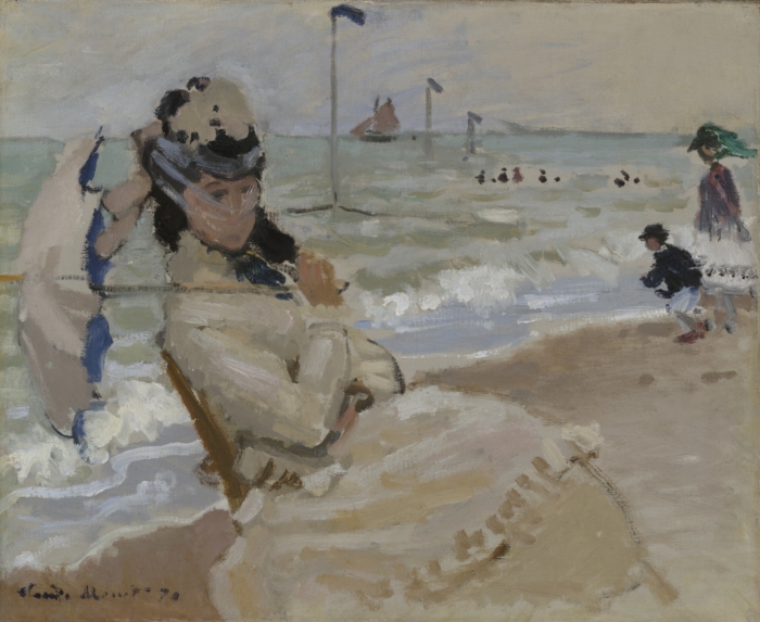 Claude Monet, Camille on the Beach at Trouville (1870).