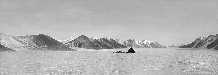 Robert Falcon Scott, Camp on Ferrar Glacier, Overflow Glacier and Royal Society Range. Courtesy of the Scott Polar Research Institute, University of Cambridge.