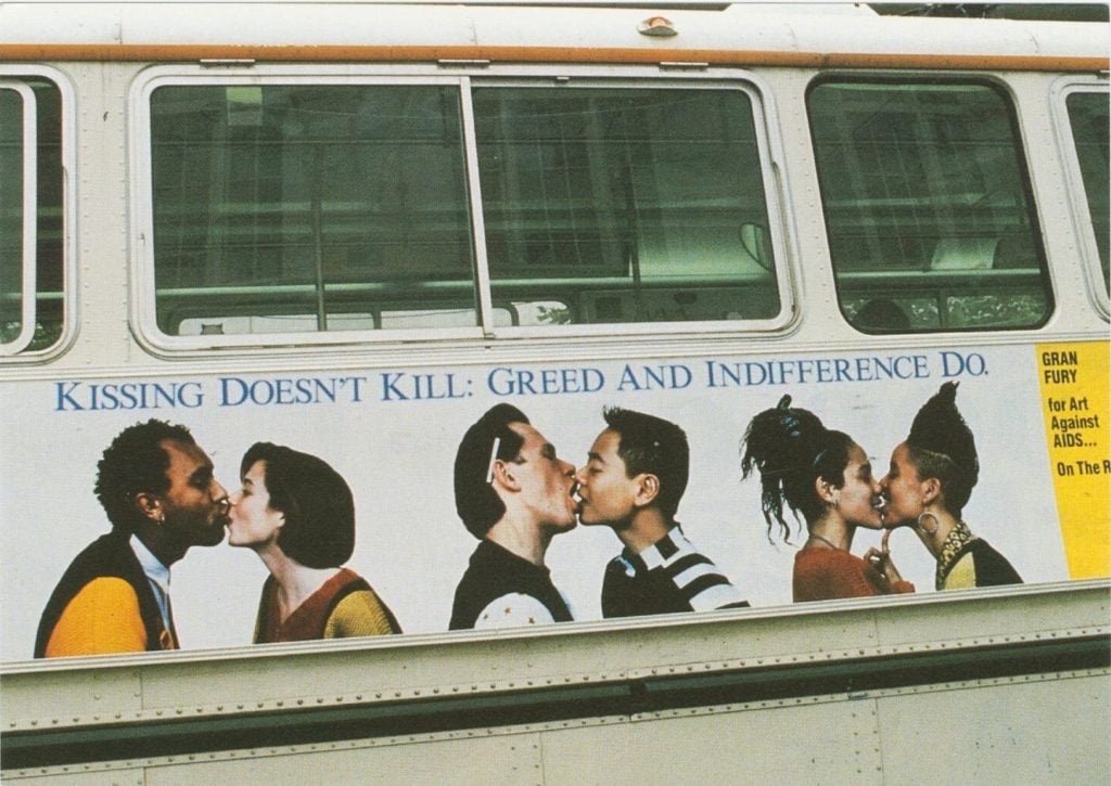 Gran Fury, <em>Kissing Doesn't Kill New York City</em> (1989). Courtesy of the Museum of the City of New York.