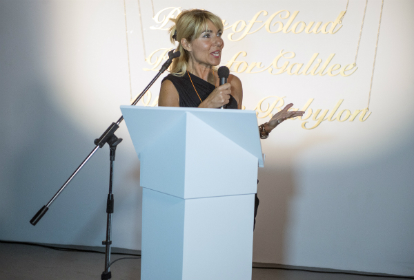 Katerina Gregos speaking at the opening night. Courtesy of Schwarz Foundation, photo ©Panos Kokkinias