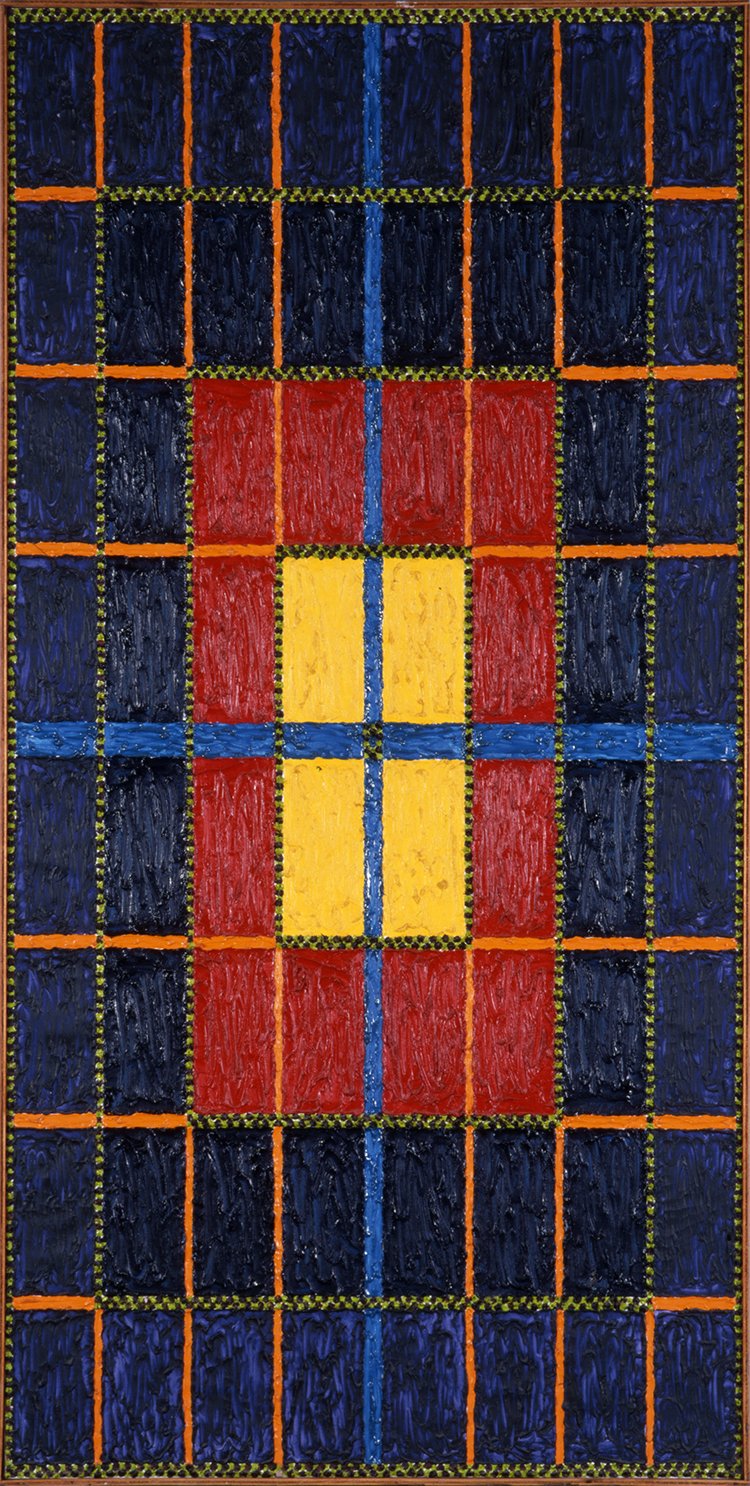 Al Jensen, <em>The Acroatic Rectangle per Eighteen</em> (1967). Courtesy of the Hyde Collection, Glens Falls, New York, the Feibes & Schmitt Collection. © 2016 Estate of Alfred Jensen Artists Rights Society (ARS), New York. Photography by Michael Fredericks.