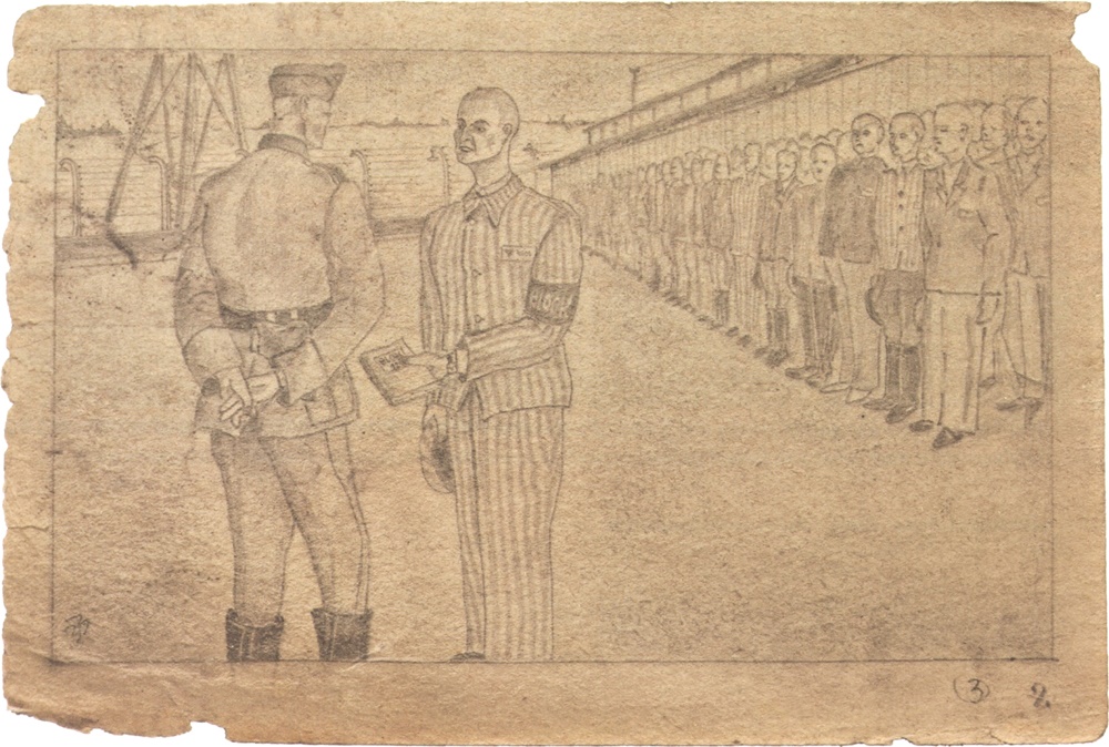 MM, The Sketchbook from Auschwitz, 1943. courtesy Auschwitz-Birkenau State Museum.