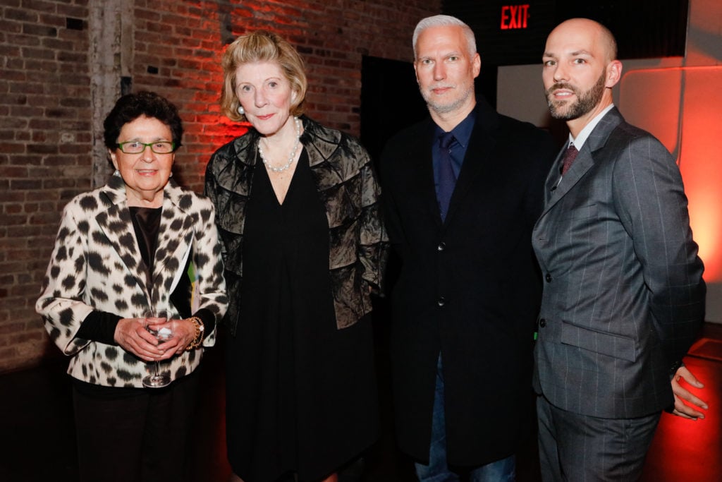 Marian Goodman, Agnes Gund, Klaus Biesenbach, and Renaud Proch at the ICI Benefit Auction. Courtesy of BFA.