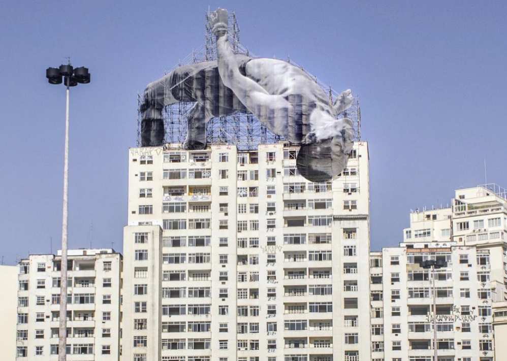 JR's installation in Rio. Image via JR's Instagram.