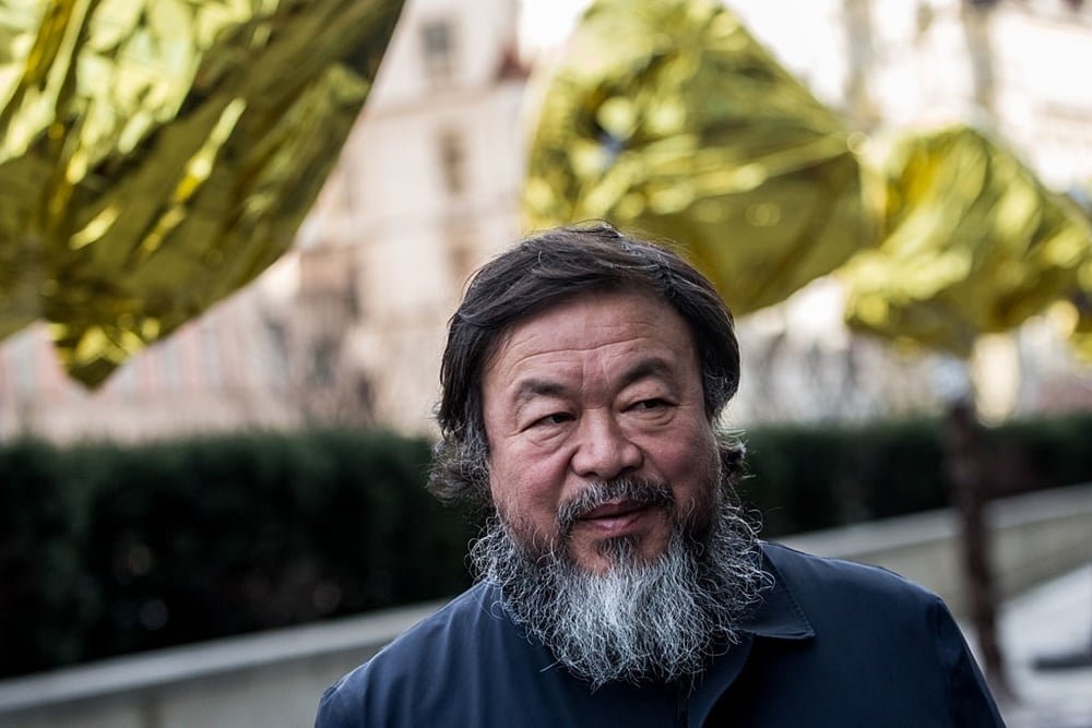 Ai Weiwei with his Circle of Animals/Zodiac Heads sculpture. Photo by Matej Divizna/Getty Images.