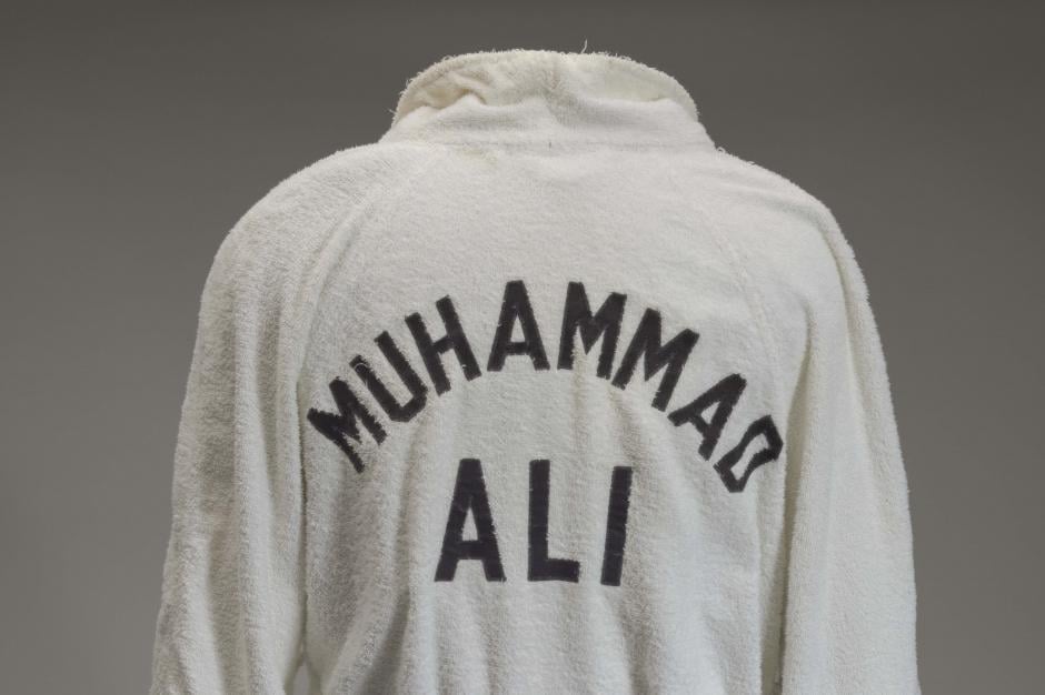 Training robe worn by Muhammad Ali at the 5th Street Gym, 1964. Image courtesy of the Museum of African American History & Culture.