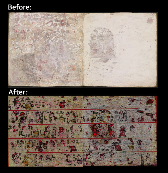 The hidden Mexican codex revealed. Courtesy of the Bodleian Libraries © Journal of Archeological Science: Reports, 2016 Elsevier. 