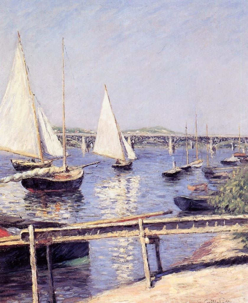 Gustave Caillebotte, Sailboats In Argenteuil (1888). Courtesy of Musee d'Orsay.