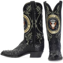 Ronald Reagan’s Tony Lama-designed cowboy boots sold for $199,500 on estimate of $10,000–20,000. Courtesy of Christie's.