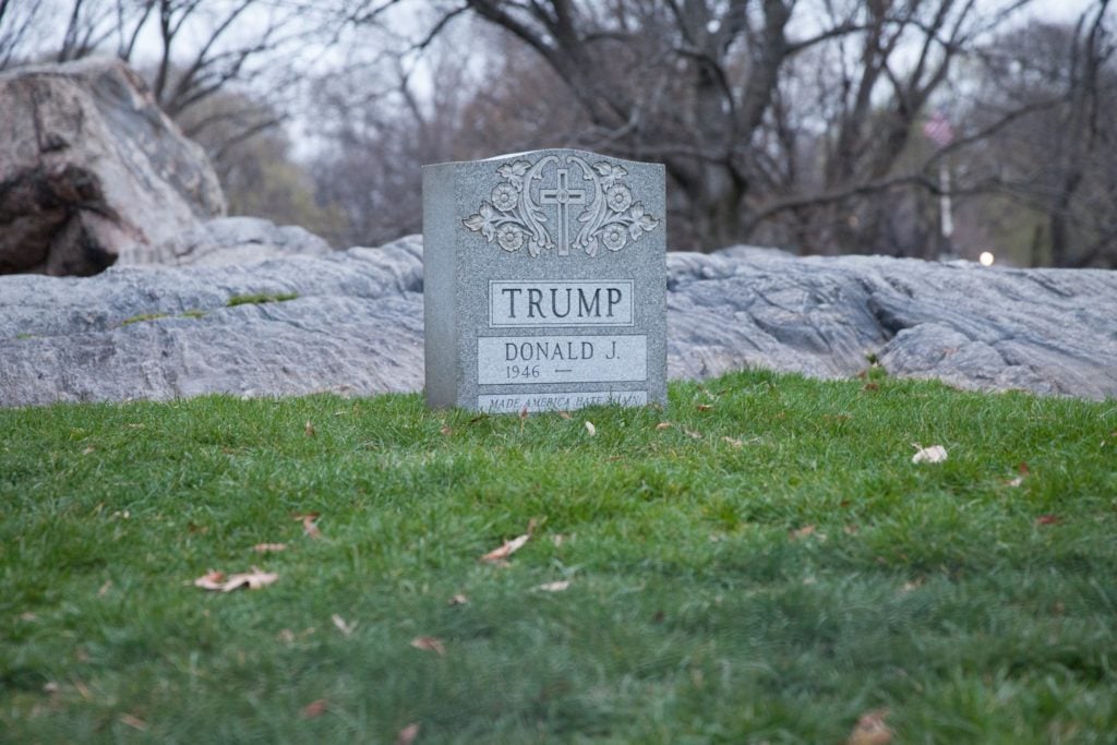 Brian Andrew Whiteley, Donald Trump Tombstone. Photo by Ventiko. Courtesy of Christopher Stout Gallery.