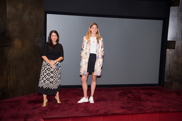 Semaine co-founder Georgina Harding, and Semaine founding partner Fernanda Abdalla introduce the film at Spring Place screening room. ©Patrick McMullan. Photo by Dave Kotinsky/PMC.