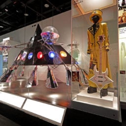 Instruments, costumes and other artifacts, including the Funkadelic P-Funk Mothership, fill the in the Musical Crossroads section of the fourth floor Culture Galleries at the Smithsonian's National Museum of African American History and Culture. Courtesy of Getty Images.