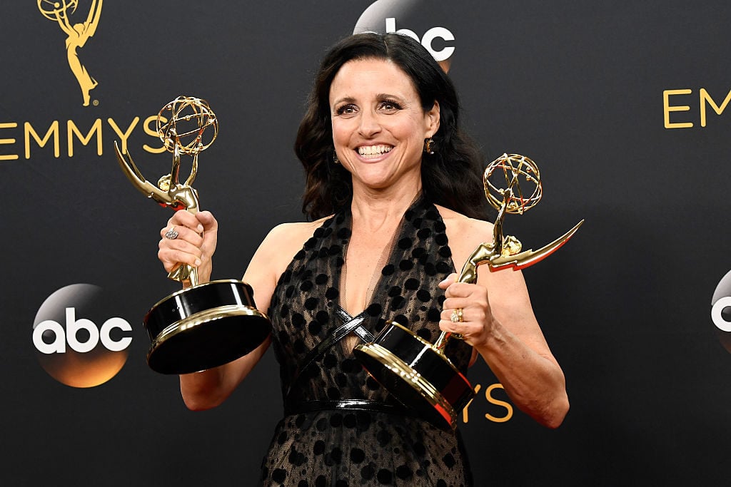Actress Julia Louis-Dreyfus, winner of Best Actress in a Comedy Series and Best Comedy Series for "Veep", poses in the press room during the 68th Annual Primetime Emmy Awards at Microsoft Theater on September 18, 2016 in Los Angeles, California. Courtesy of Frazer Harrison/Getty Images.