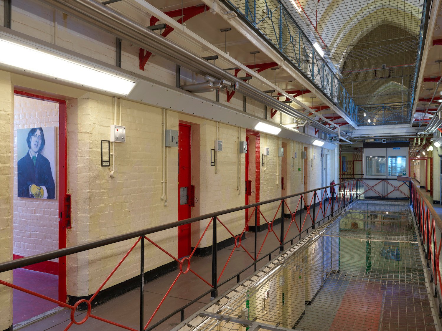 Interior view of Reading Prison, with Marlene Dumas’s Oscar Wilde (2016). Photo Marcus J Leith, courtesy of Artangel.