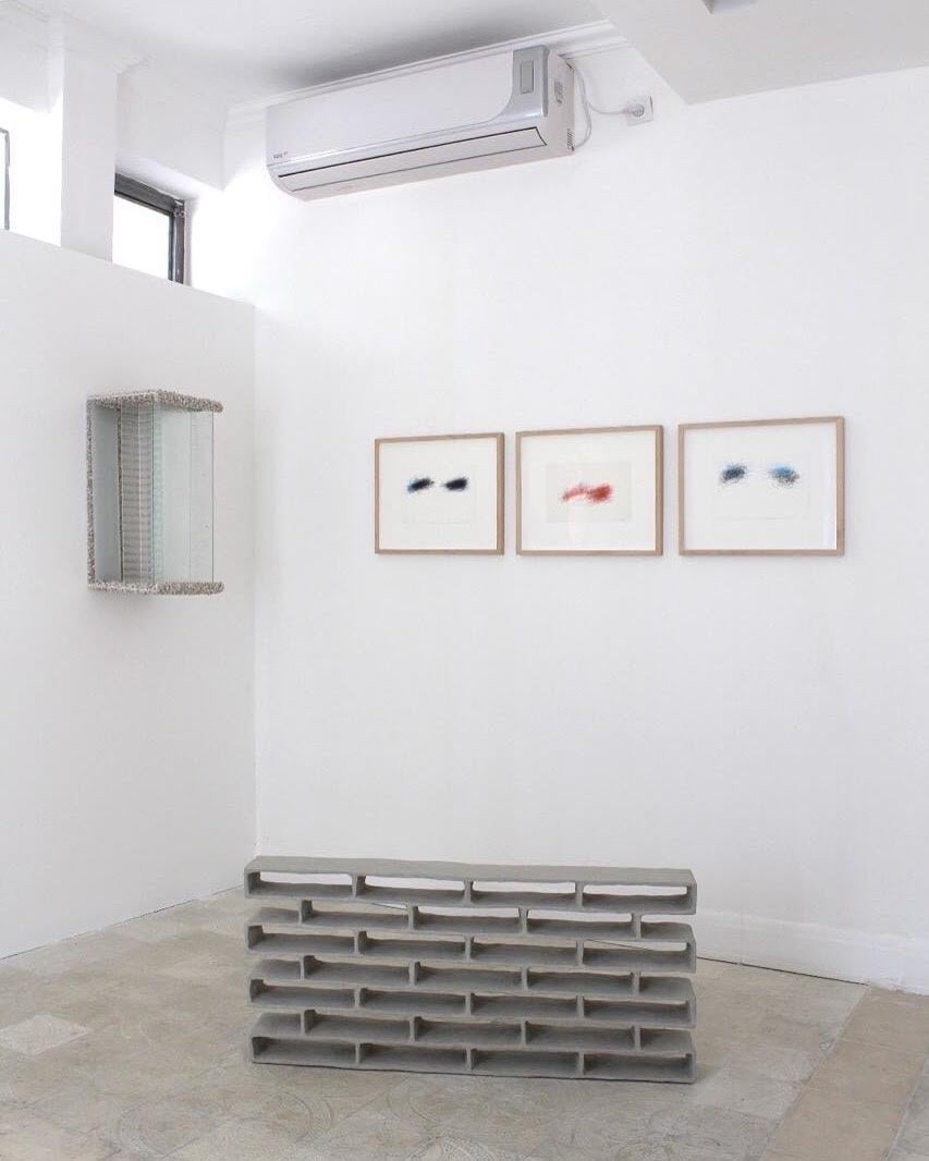Installation view of “How Rare is Rare,” 2016, featuring works by William Anastasi and Gizela Mickiewicz; at projects | at fifteen, Tel Aviv.