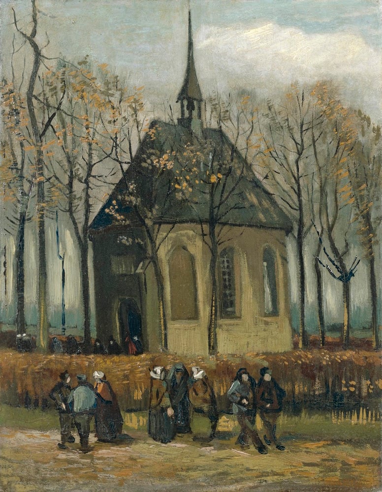 Vincent Van Gogh, <i>Congregation Leaving the Reformed Church in Neunen</i> (1884-5). Courtesy the Van Gogh Museum.