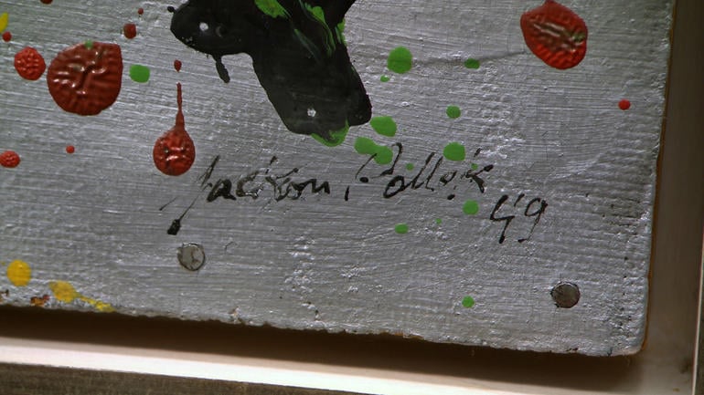 The signature from a Knoedler painting that was purported to be by Jackson Pollock, but is misspelled "Pollok." Courtesy of James Martin.