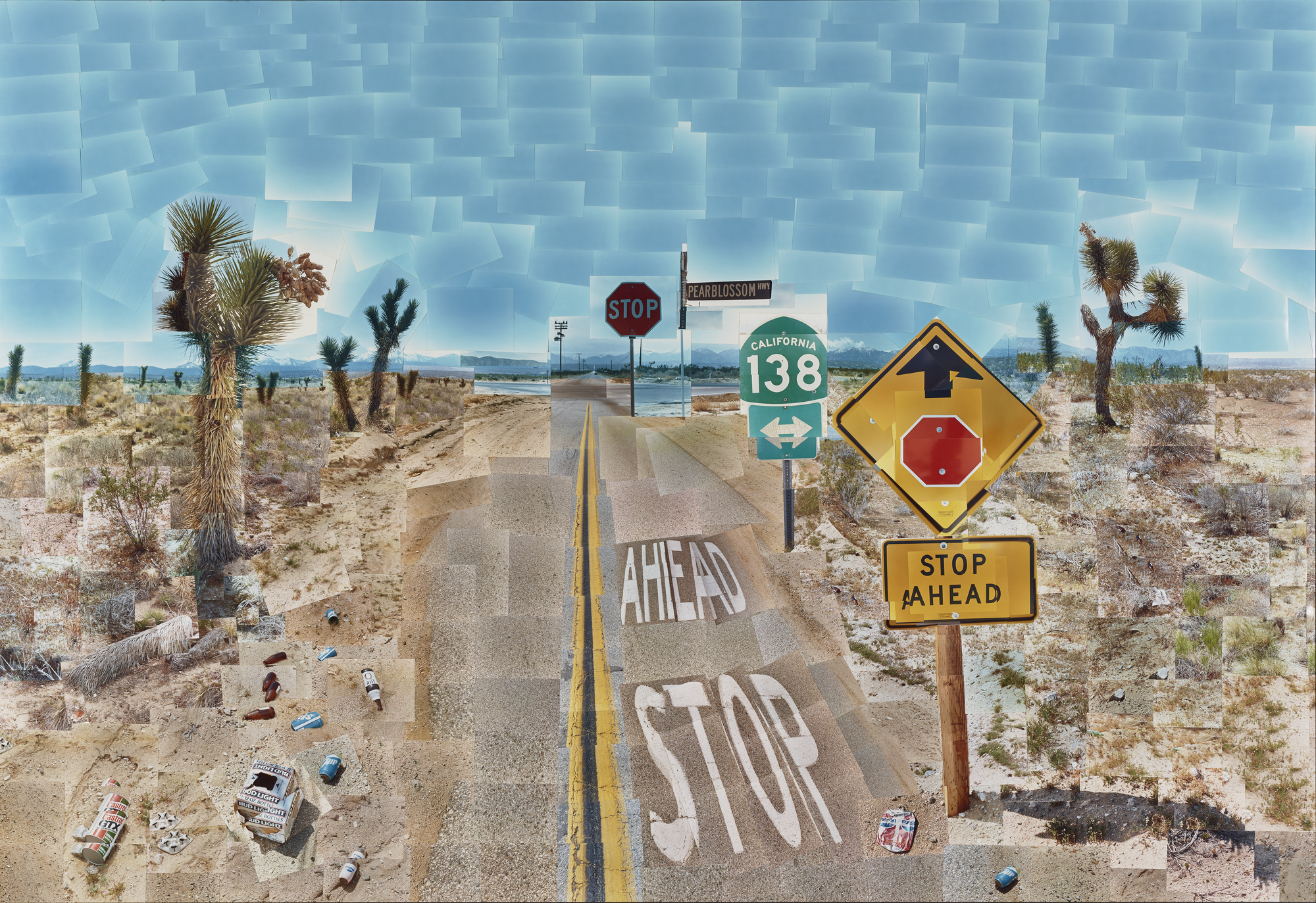 David Hockney, Pearblossom Hwy., 11 - 18th April 1986, #2 (1986). © David Hockney, courtesy of the J. Paul Getty Museum, Los Angeles.