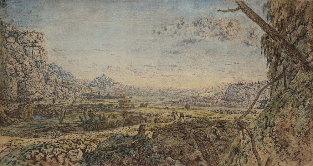 Hercules Segers, Mountain Valley with Fenced Fields (1625-30) Kupferstich-Kabinett Staatliche Kunstsammlungen, Dresden. Photo Courtesy: Rijksmuseum. 