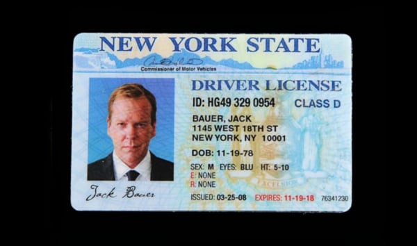Jack Bauer's drivers license from 24. Courtesy the Prop Shop.