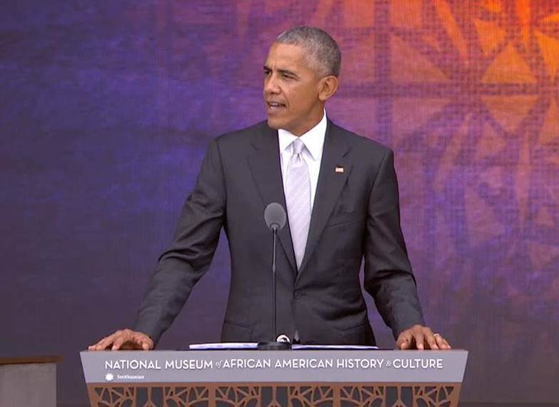 President Obama speaks at the opening of the National Museum of African American History and Culture.