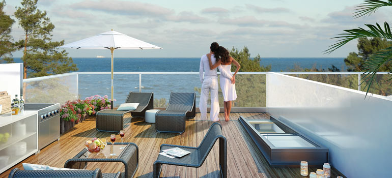 A couple enjoying the view in a rendering of the Prora Solitaire redevelopment. Photo courtesy of Metropole Marketing.