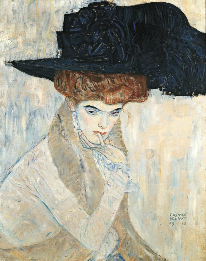 Gustav Klimt, The Black Feather Hat (1910). Courtesy of the Neue Galerie.