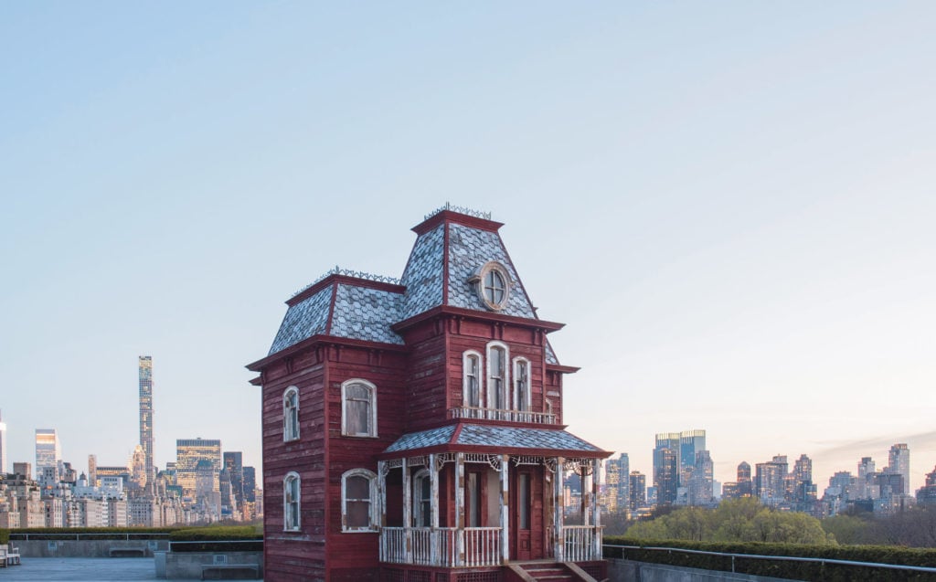 Cornelia Parker, Transitional Object (PsychoBarn) on the roof of the Met Fifth Avenue. Courtesy of photographer Alex Fradkin/Cornelia Parker.