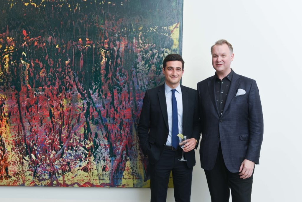 David Galperin and Eric Shiner at the Sotheby's Honors Steven Ames Contemporary Art Dinner & Exhibit. Courtesy of BFA. 