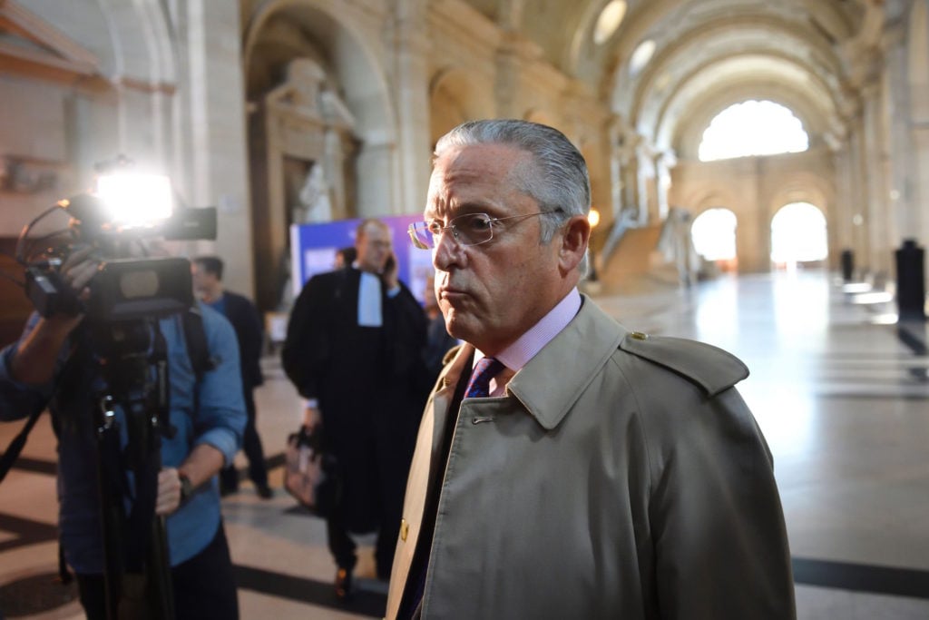 Franco-American art-dealer Guy Wildenstein, charged with tax fraud, arrives for his trial at the courthouse in Paris on September 22, 2016. Photo Eric Feferberg/AFP/Getty Images.