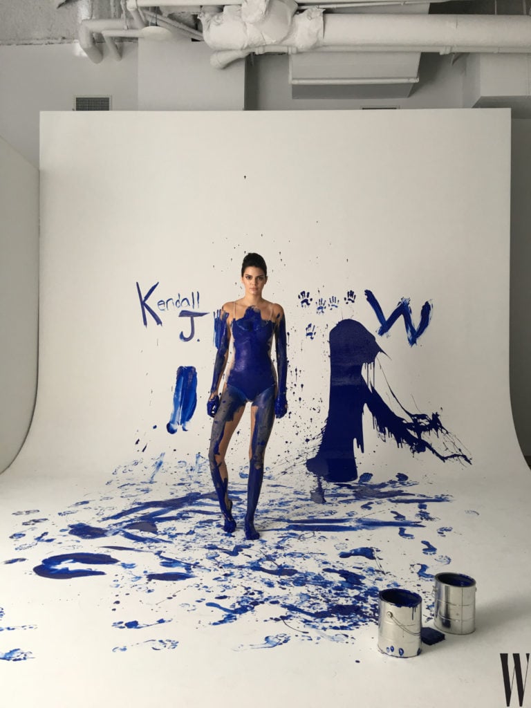 Kendall Jenner as one of Yves Klein's Anthropométrie models. Courtesy W Magazine.