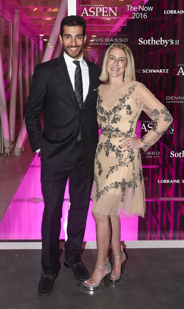 Max Rispoli and CEO and director of the Aspen Art Musuem Heidi Zuckerman attend the Now at the Aspen Art Museum. Courtesy of Riccardo S. Savi/Getty Images for the Aspen Art Museum.