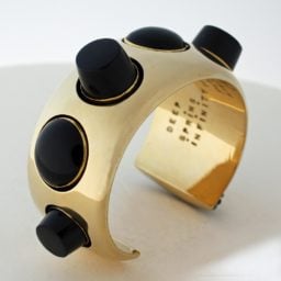 An 18-karat gold and jade cuff at Aaron Faber Gallery.