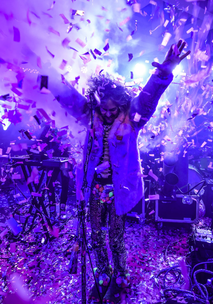 Wayne Coyne, lead singer of the Flaming Lips, performs during the Now at the Aspen Art Museum. Courtesy of Riccardo S. Savi/Getty Images for the Aspen Art Museum.