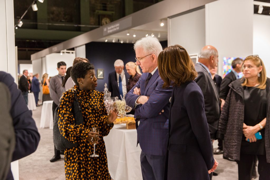 Thelma Golden, Steve Martin, and Anne Stringfield at the Art Show Gala Preview. Courtesy of BFA.