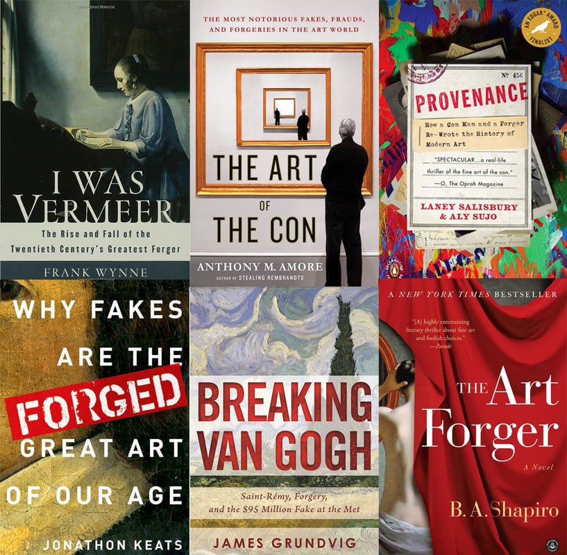 I Was Vermeer: The Rise and Fall of the Twentieth Century's Greatest Forger by Frank Wynne (2006), The Art of the Con: The Most Notorious Fakes, Frauds, and Forgeries in the Art World by Anthony Amore (2015), Provenance: How a Con Man and a Forger Rewrote the History of Modern Art by Laney Salisbury and Aly Sujo (2009), Forged: Why Fakes are the Great Art of Our Age by Jonathon Keats (2012), Breaking Van Gogh: Saint-Rémy, Forgery, and the $95 Million Fake at the Met by James Ottar Grundvig (2016), and The Art Forger by B.A. Shapiro (2012).
