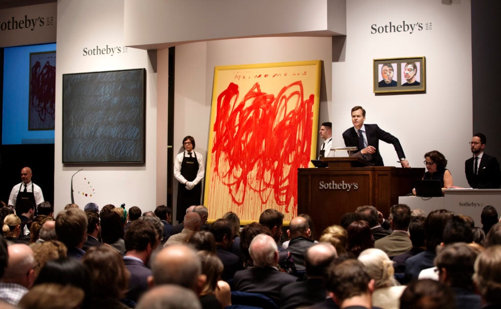 The sale room at Sotheby's. Courtesy Sotheby's.