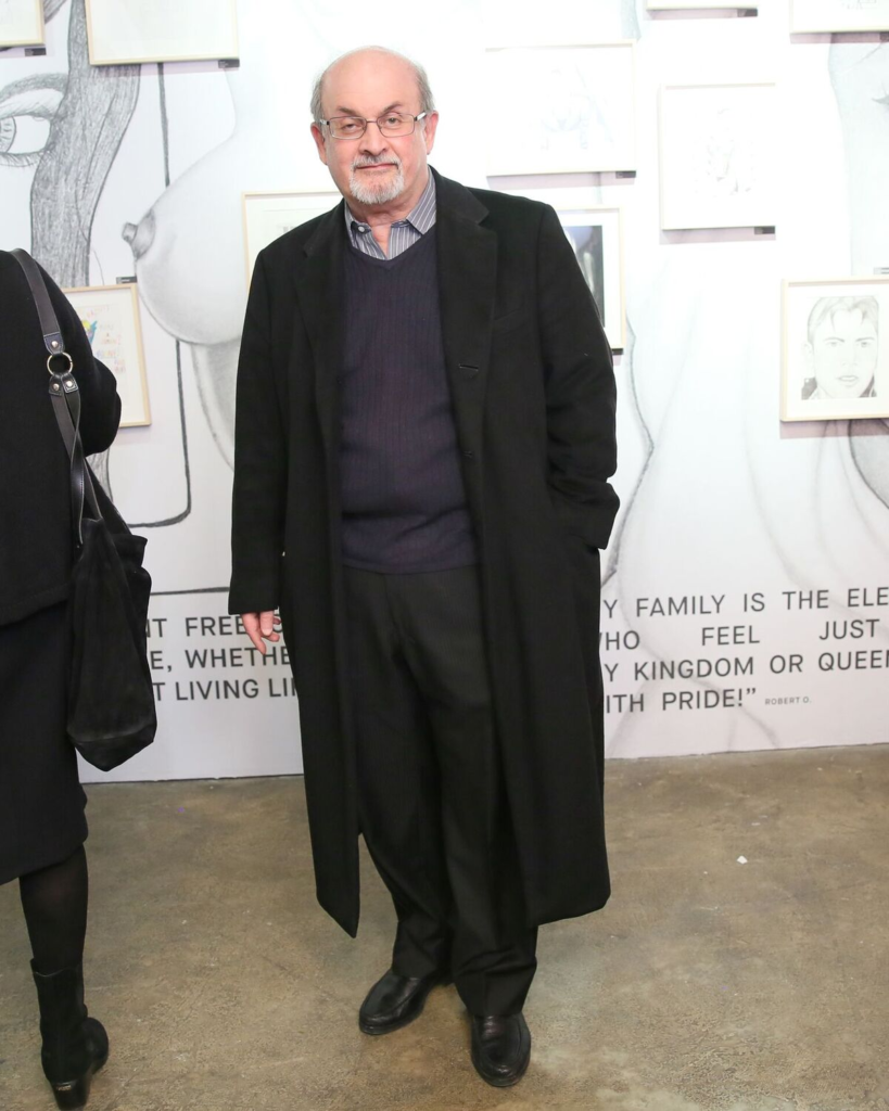 Salman Rushdie at the opening of "On the Inside." Courtesy of BFA. 