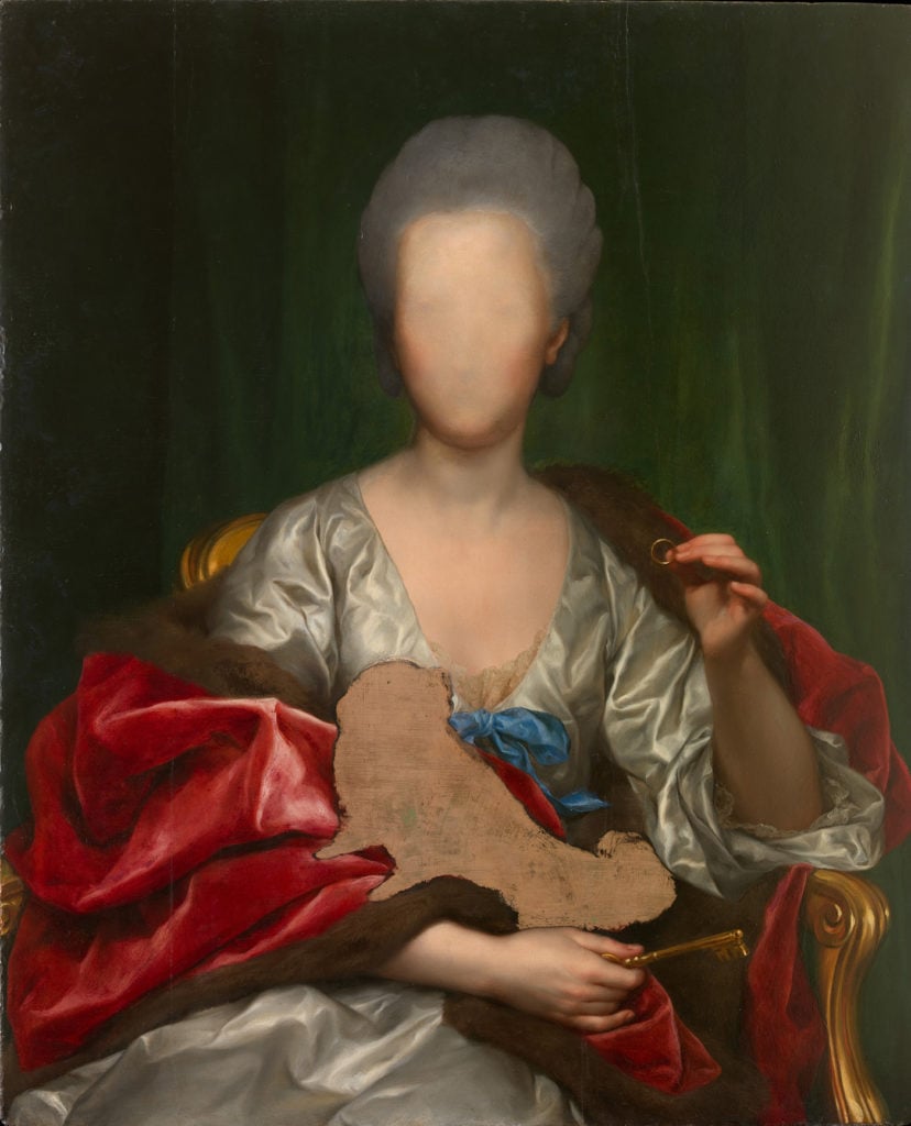 Anton Raphael Mengs, <em>Portrait of Mariana de Silva y Sarmiento, duquesa de Huescar,</em> (1775) was purchased at TEFAF New York by Anderson Cooper despite its unfinished state. Courtesy of the Met Breuer Museum. 
