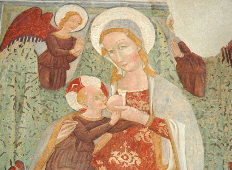 The 15-century frescoes in the San Salvatore church in Campi di Norcia. Courtesy of Norcia.