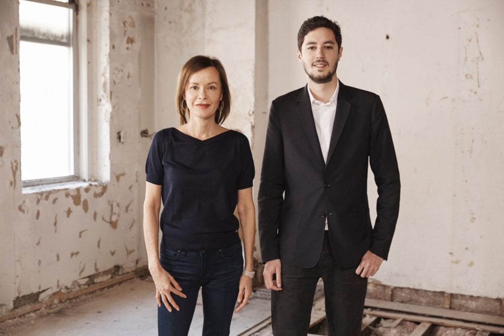 Almine Rech and her son, director of the New York gallery, Paul de Froment. Photo: Photo: Bec Lorrimer, Courtesy Almine Rech Gallery.