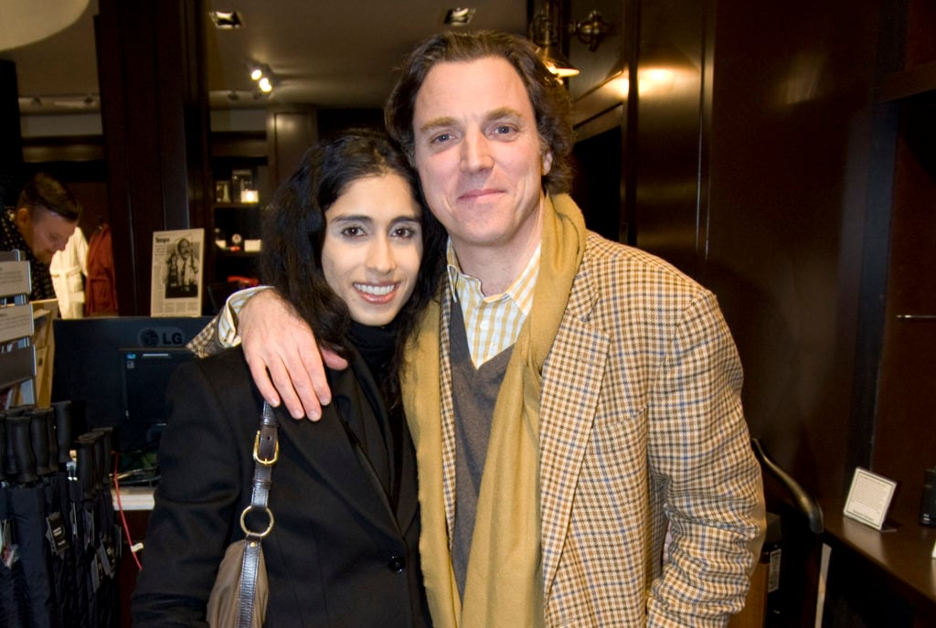 Alexander Newley (right) and Sheela Raman in New York in 2013. Courtesy Patrick McMullan.