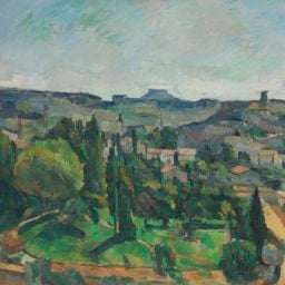 Paul Cezanne, Paysage-avec-route-et-clocher-Île-de-France-près-de-Melun 1879-1880 Courtesy Christie's Images Ltd.