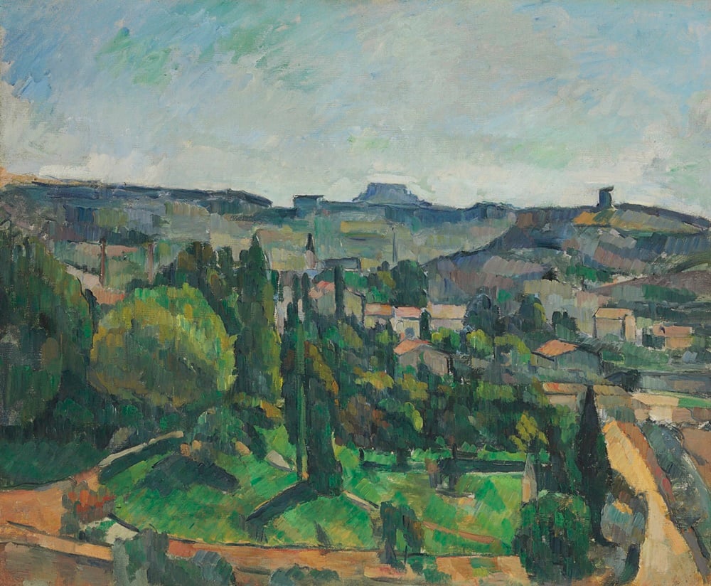 Paul Cezanne, Paysage-avec-route-et-clocher-Île-de-France-près-de-Melun 1879-1880 Courtesy Christie's Images Ltd.