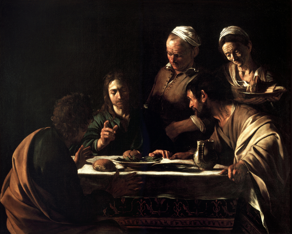 Caravaggio, <em>Supper at Emmaus</em> (1606). Courtesy of the Pinacoteca di Brera, Milan.